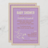 Bird Nest Paarse Baby shower Uitnodiging (Voorkant / Achterkant)