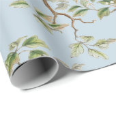 Bird Nest Pattern  Blue Natuur Ontkoppeling Cadeaupapier (Rol Hoek)