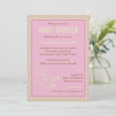 Bird Nest Pink Baby shower Invitation Kaart (Staand voorkant)