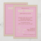 Bird Nest Pink Baby shower Invitation Kaart (Voorkant / Achterkant)