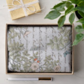 Bird Nest Pink Rose Butterfly Gold French Script Tissuepapier (Geschenk)