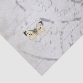 Bird Nest Postmark Butterfly French Script Blue Ti Tissuepapier (Detail)