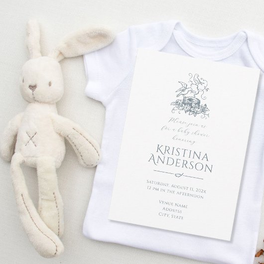 Bird Nest QR Code Baby shower Kaart