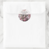 BIRD NEST Save the Date Monogram, White Pink Red Ronde Sticker (Tas)