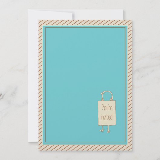 Bird Nest Turquoise Baby shower Invitation Kaart (Achterkant)