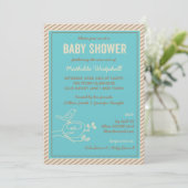 Bird Nest Turquoise Baby shower Invitation Kaart (Staand voorkant)