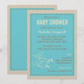 Bird Nest Turquoise Baby shower Invitation Kaart (Voorkant / Achterkant)