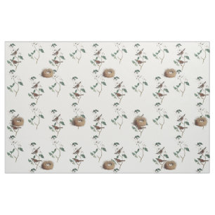 Bird Nest White Flowering Dogwood  Pattern Stof