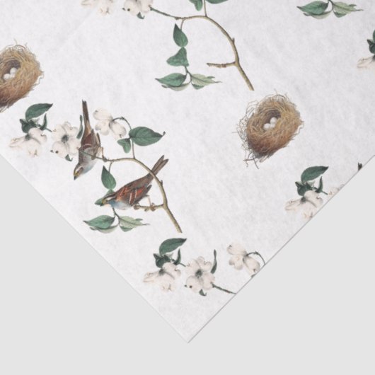 Bird Nest White Flowering Dogwood Pattern Tissuepapier (Detail)