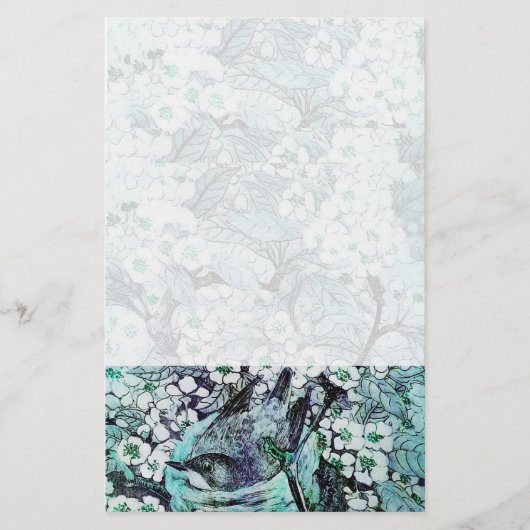 BIRD NEST, wit blauw Briefpapier (Voorkant)