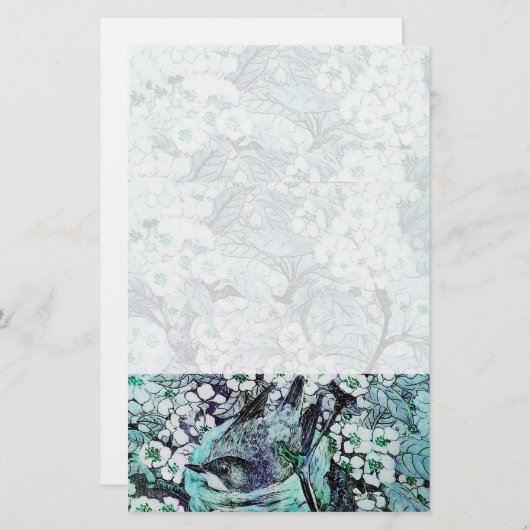 BIRD NEST, wit blauw Briefpapier (Voorkant / Achterkant)