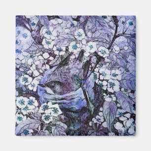 BIRD NEST, wit blauw Magneet