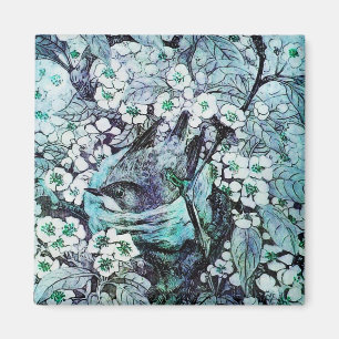 BIRD NEST, wit blauw Magneet