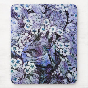 BIRD NEST, wit blauw Muismat