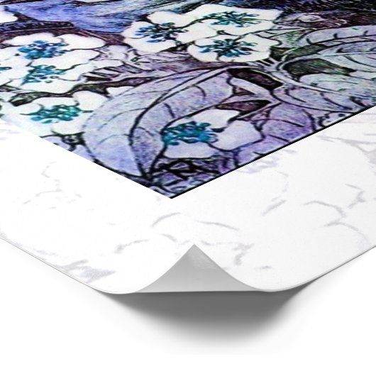 BIRD NEST, wit blauw Poster (Hoek)