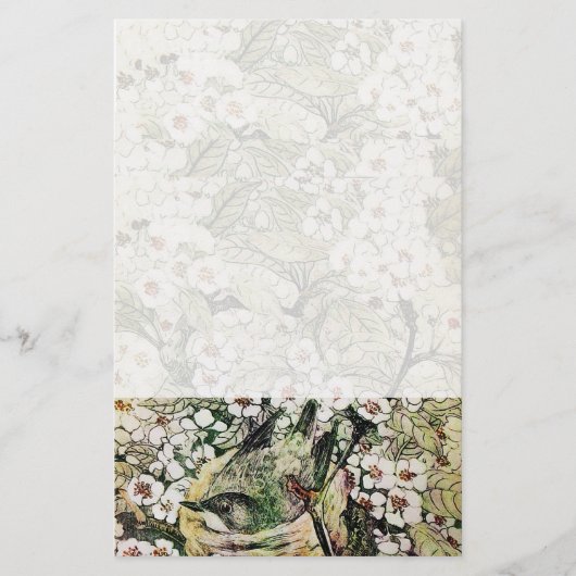 BIRD NEST, wit bruin, geel Briefpapier (Voorkant)