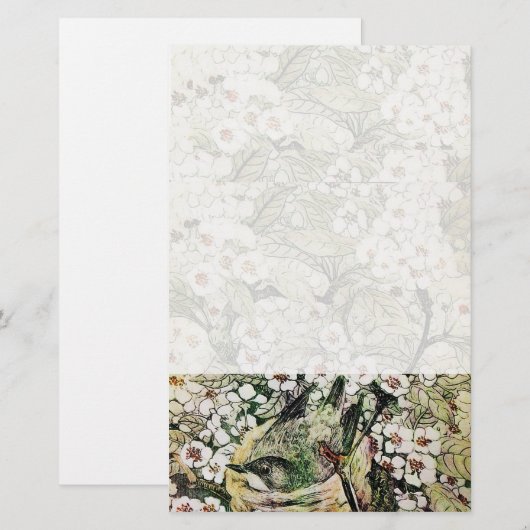 BIRD NEST, wit bruin, geel Briefpapier (Voorkant / Achterkant)