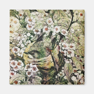 BIRD NEST, wit bruin, geel Magneet