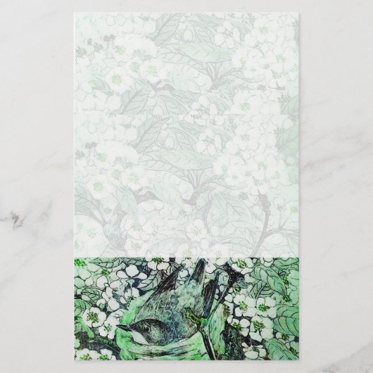 BIRD NEST, wit groen Briefpapier (Voorkant)