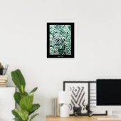 BIRD NEST, wit groen zwart Poster (Thuiskantoor)