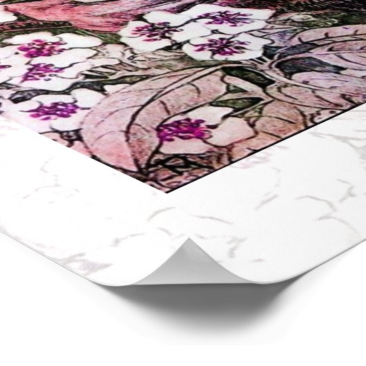 BIRD NEST, wit rood roze Poster (Hoek)