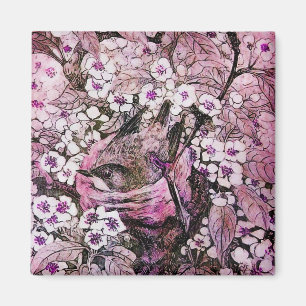 BIRD NEST, wit rood roze violet Magneet