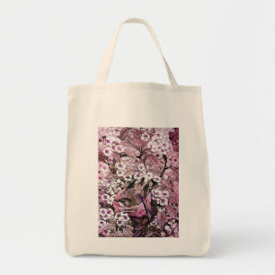 BIRD NEST, witte violet roze Tote Bag
