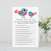 Bird Nursery Rhyme Quiz baby shower game (Staand voorkant)
