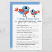 Bird Nursery Rhyme Quiz baby shower game (Voorkant / Achterkant)