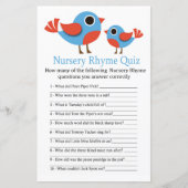 Bird Nursery Rhyme Quiz baby shower game (Voorkant)