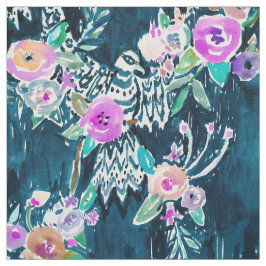 Bird of Hey Floral Waterverf Pattern Stof
