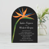 Bird of Paradise Arch Top Wedding Kaart (Staand voorkant)