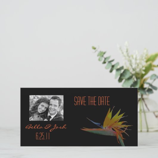 Bird of Paradise Bewaar de datum fotokaart Save The Date (Staand voorkant)