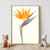 Bird of Paradise Bloemen Waterverf Kunst Poster