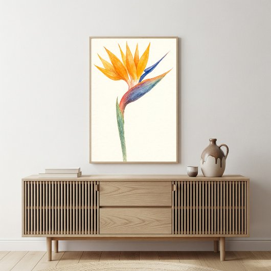 Bird of Paradise Bloemen Waterverf Kunst Poster