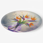 Bird of Paradise Bloemenboeket in Waterverf Papieren Bordje (Gekanteld)