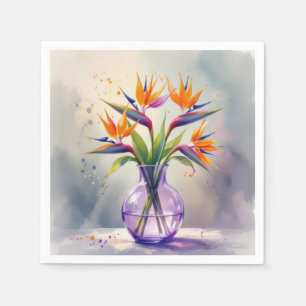 Bird of Paradise Bloemenboeket in Waterverf Servet