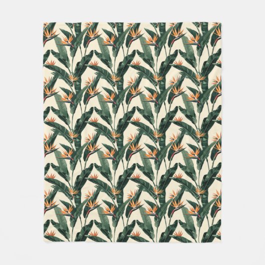 Bird of Paradise Botanical Pattern Fleece Deken (Voorkant)