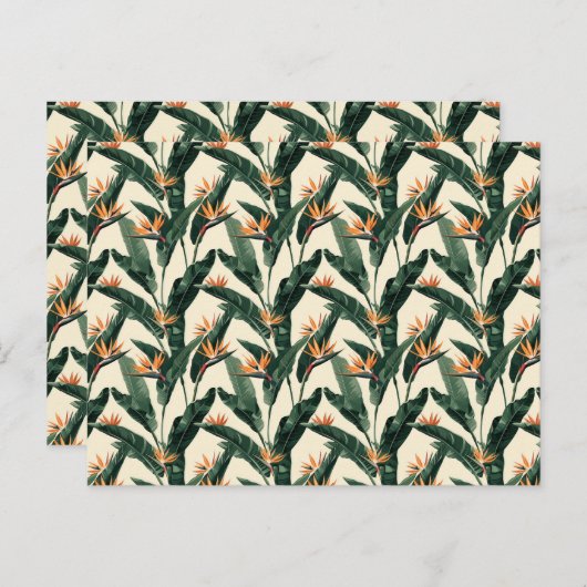 Bird of Paradise Botanical Pattern Junk Journal Briefkaart (Voorkant / Achterkant)