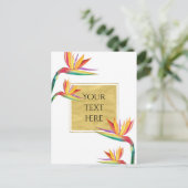 Bird of Paradise Elegant Goud Wit Bruiloft Briefkaart (Staand voorkant)