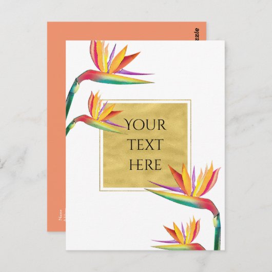 Bird of Paradise Elegant Goud Wit Bruiloft Briefkaart (Voorkant / Achterkant)