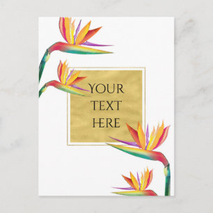 Bird of Paradise Elegant Goud Wit Bruiloft Briefkaart