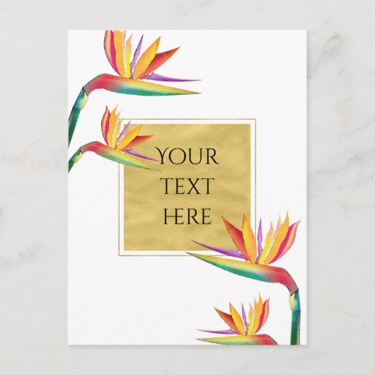 Bird of Paradise Elegant Goud Wit Bruiloft Briefkaart (Voorkant)