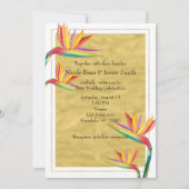Bird of Paradise Elegant Goud Wit Bruiloft Kaart (Achterkant)