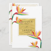Bird of Paradise Elegant Goud Wit Bruiloft Kaart (Voorkant / Achterkant)