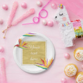 Bird of Paradise Elegant Goud Wit Bruiloft Papieren Bordje (Feest)