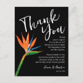 Bird of Paradise Floral Wedding Receptie Bord Bedankkaart (Voorkant)