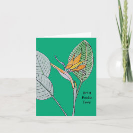 Bird of Paradise Flower Green Blank Wenskaart Bedankkaart
