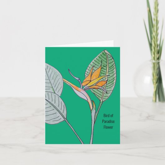 Bird of Paradise Flower Green Blank Wenskaart Bedankkaart (Voorkant)