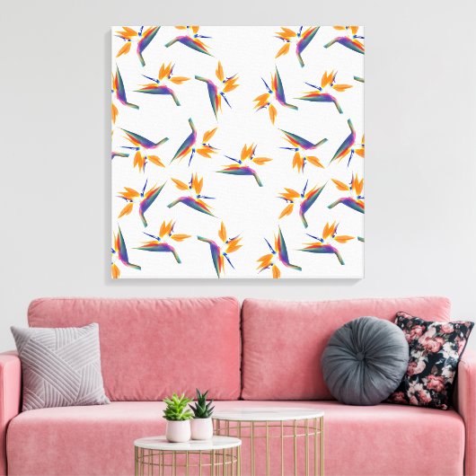 Bird of paradise flower pattern canvas afdruk (Insitu (Woonkamer))